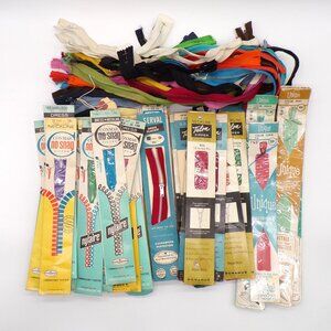 Vintage Zippers Lot Of 63 Variety Colors Sizes Brands Talon Unique Conmar NOS